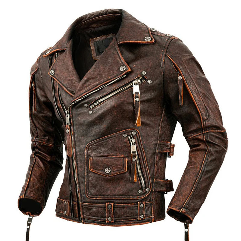 A-1 selling Genuine Leather Jacket A-1 Black Motorcycle Jacket