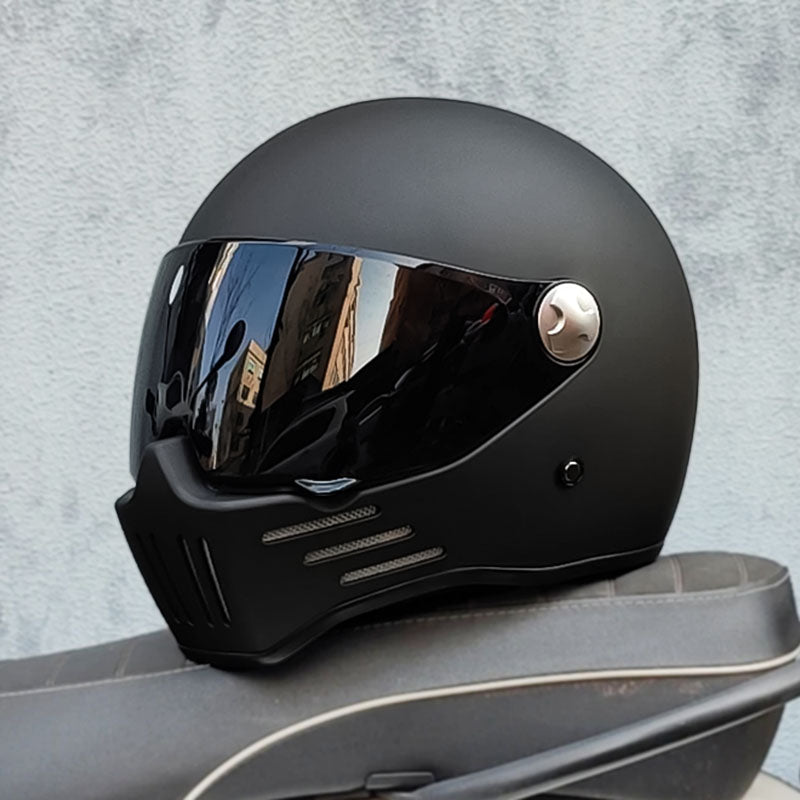 Full Face Cruiser Motorcycle Helmet Dark Visor DOT ECE Approved Matte Black Dark Visor M 55 56cm