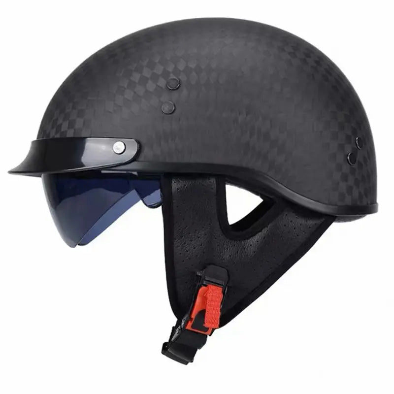 CarbonFiber Retro Half-Face Helmet - DOT and ECE Approved