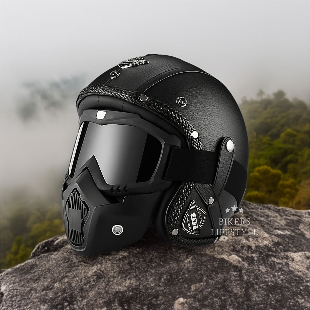 Classic Retro MotoJet Helmet - DOT and ECE Approved