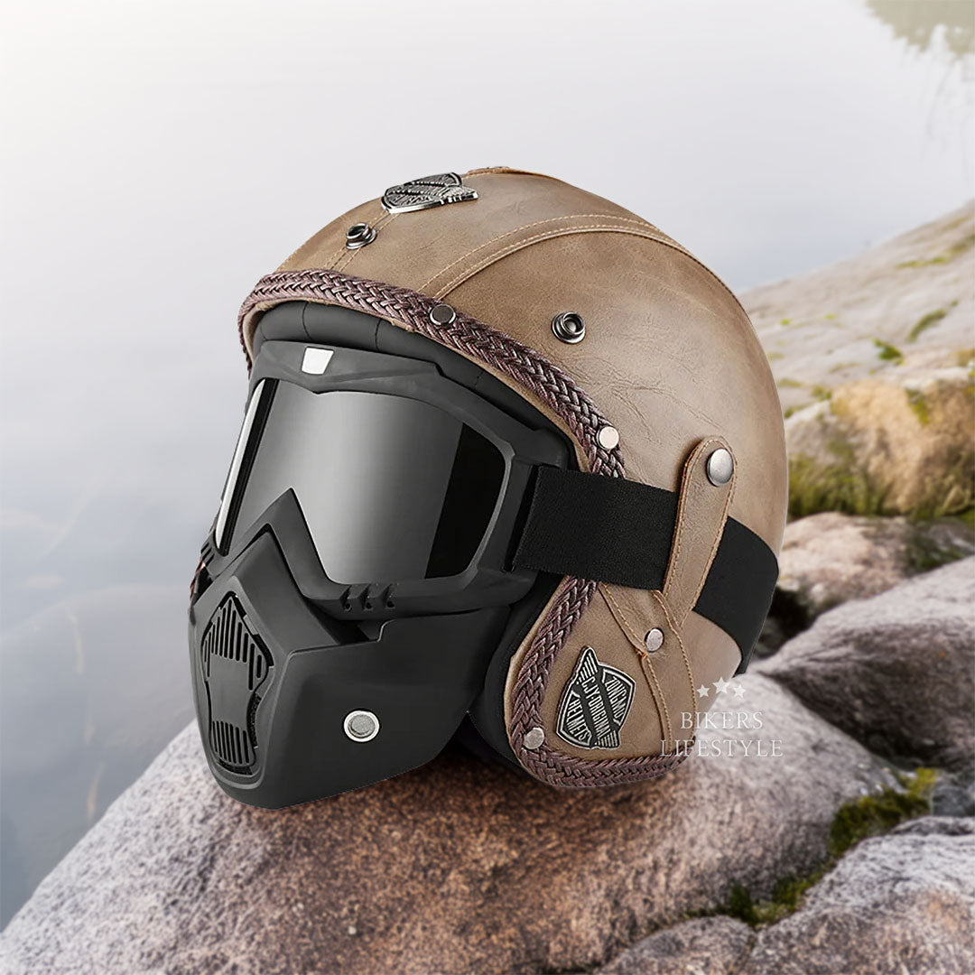 Classic Retro MotoJet Helmet - DOT and ECE Approved