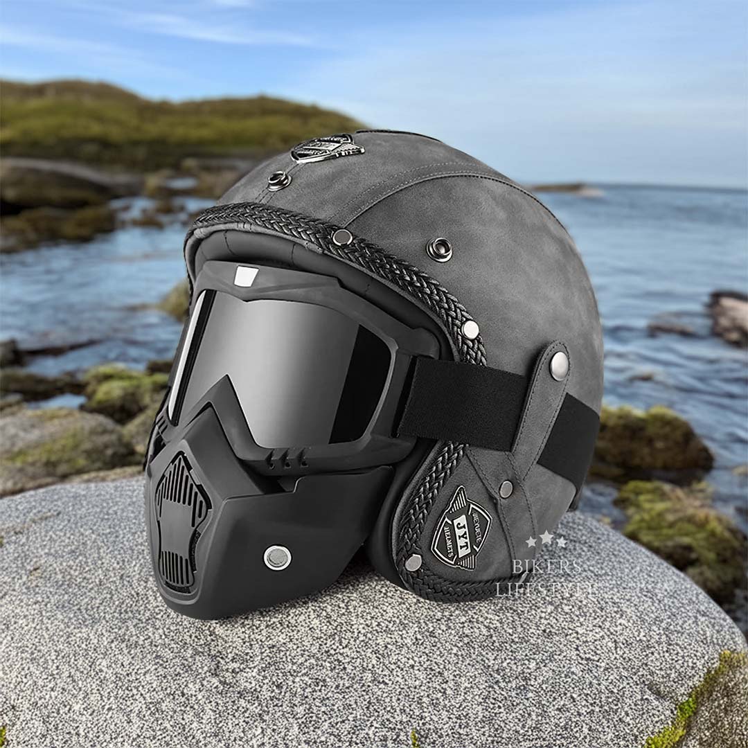 Classic Retro MotoJet Helmet - DOT and ECE Approved