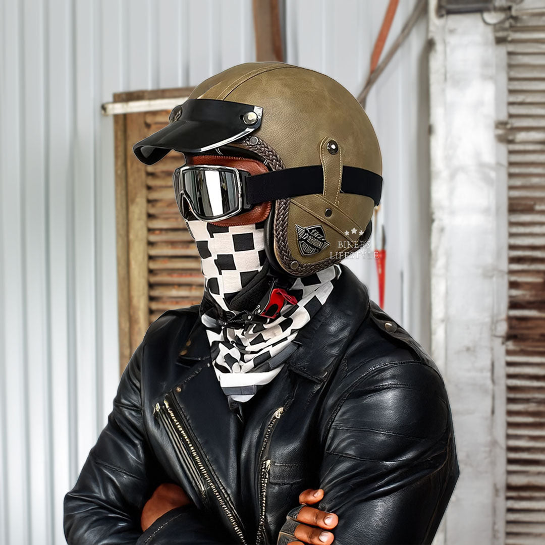 Classic Retro MotoJet Helmet - DOT and ECE Approved