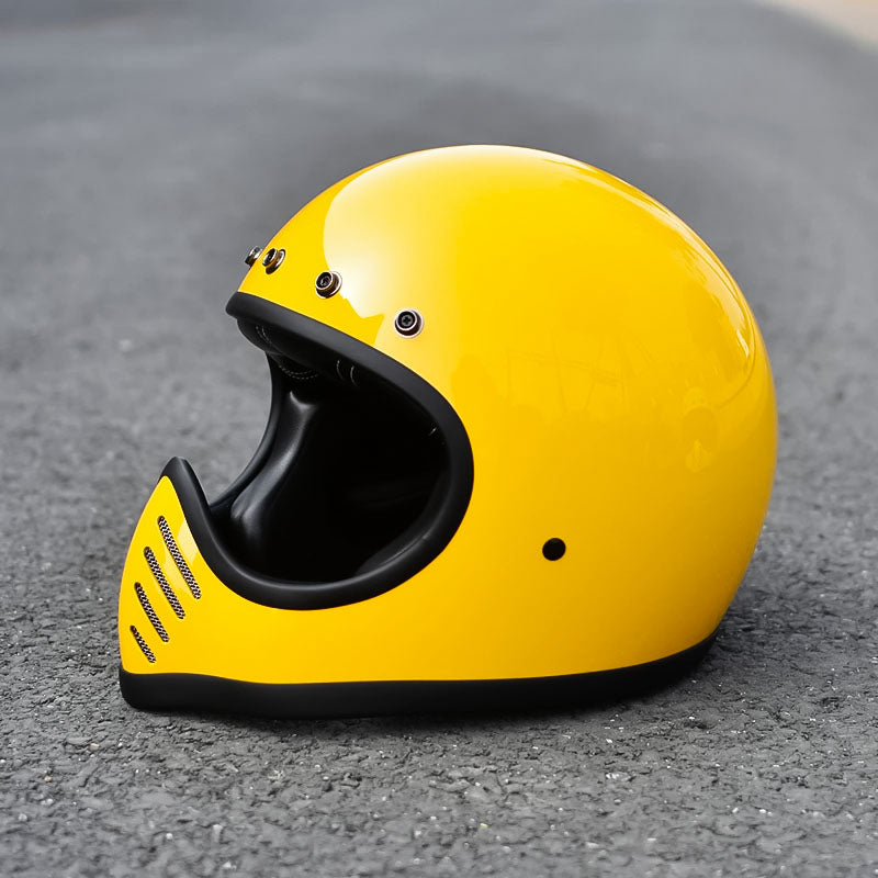 Classic Racing Helmet DOT and ECE Approved Yellow M