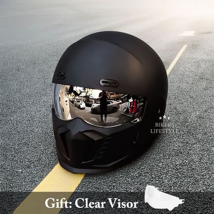 Retro Pilot Motorcycle Helmet with New Lens – DOT and ECE Approved, Timeless Look (Recall)