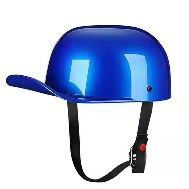 Baseball Cap Motorcycle Helmet DOT Approved Bright Blue M