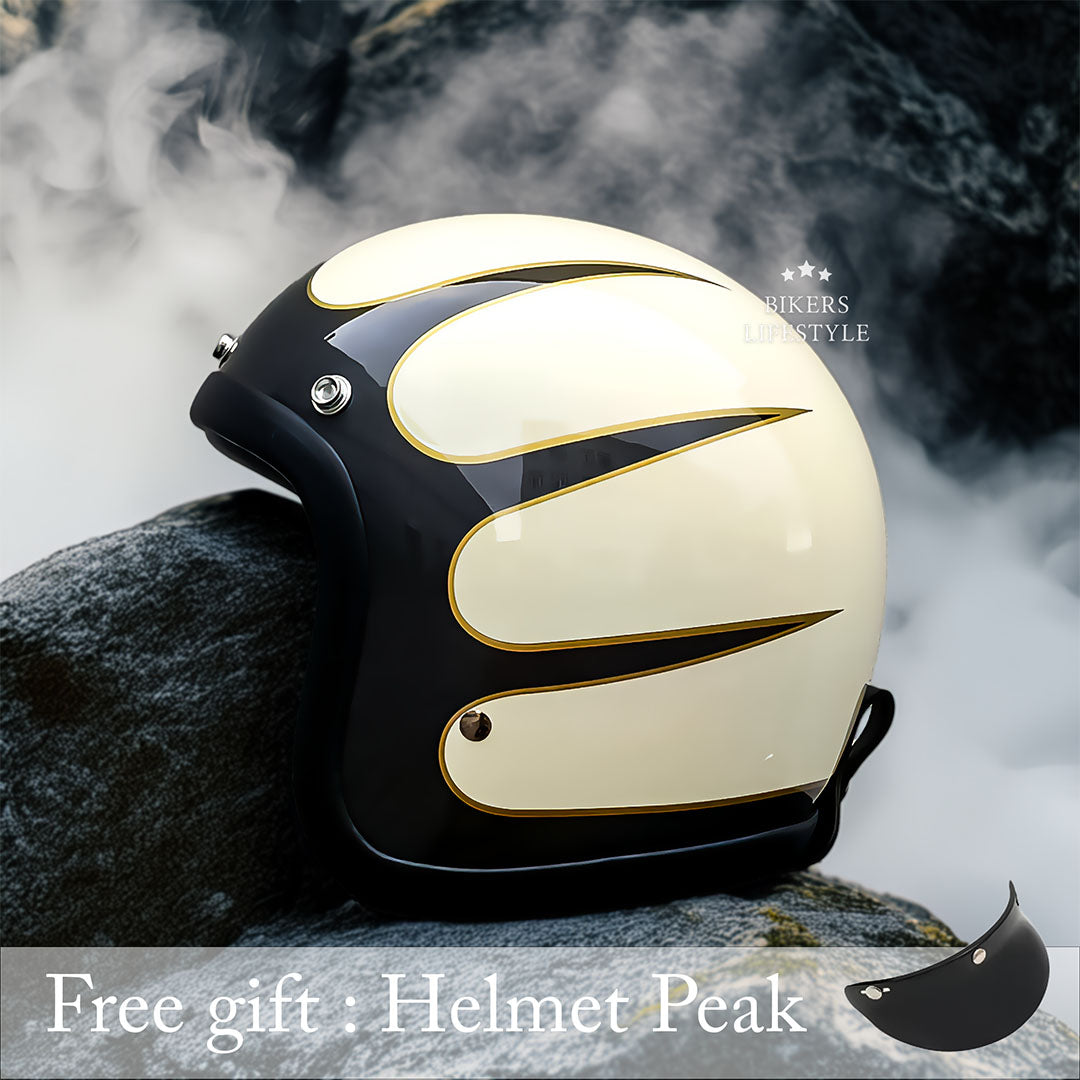 Low Profile Vintage Motorcycle Helmet - DOT and ECE Approved