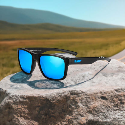 Polarisierte Sonnenbrille „Crystal Square“ – Graffiti-Design mit Hartschalenetui