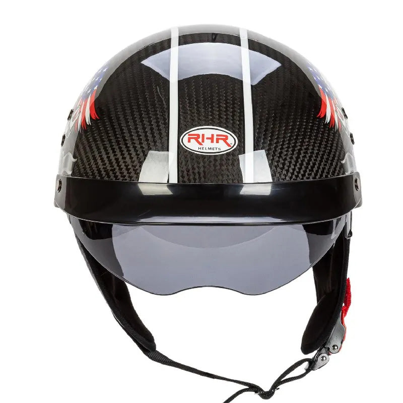 CarbonFiber Retro Half-Face Helmet - DOT and ECE Approved