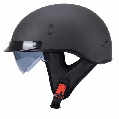 CarbonFiber Retro Half-Face Helmet - DOT and ECE Approved