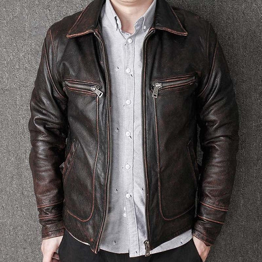 Natural Edge Cowhide Classic Men's Coat