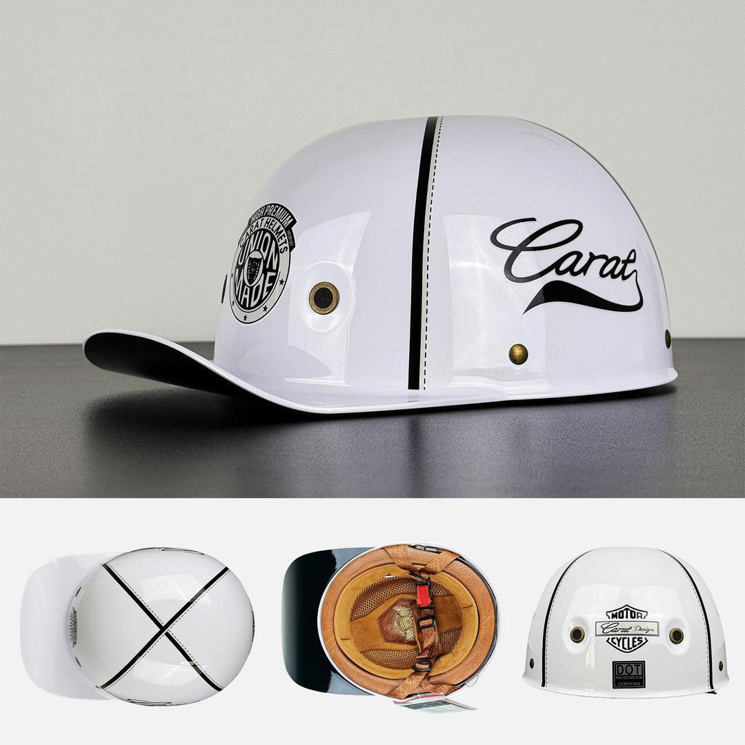 Moto Baseball Cap Helmet - Stylish & Safe Riding Gear - DOT and ECE Approved (Recall)