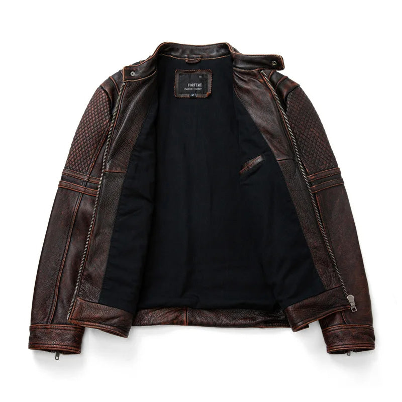 Vintage Leather Racer Moto Jacket