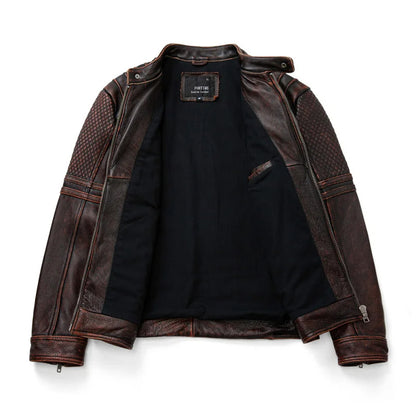 Vintage Leather Racer Moto Jacket