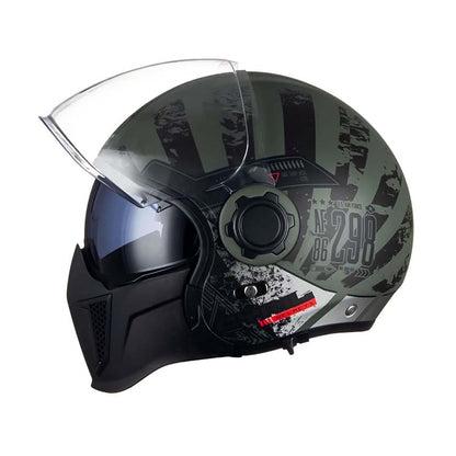 Double Lens Vintage Modular Helmet - DOT and ECE Approved