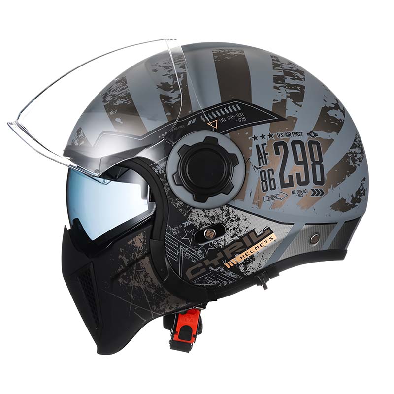 Double Lens Vintage Modular Helmet - DOT and ECE Approved