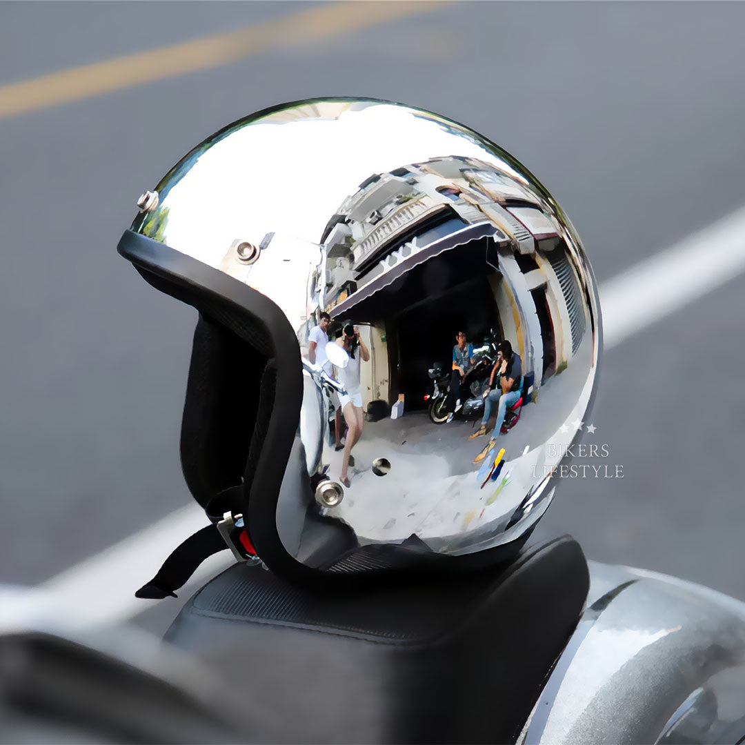 Silver Retro Helmet - DOT and ECE Approved (Recall)