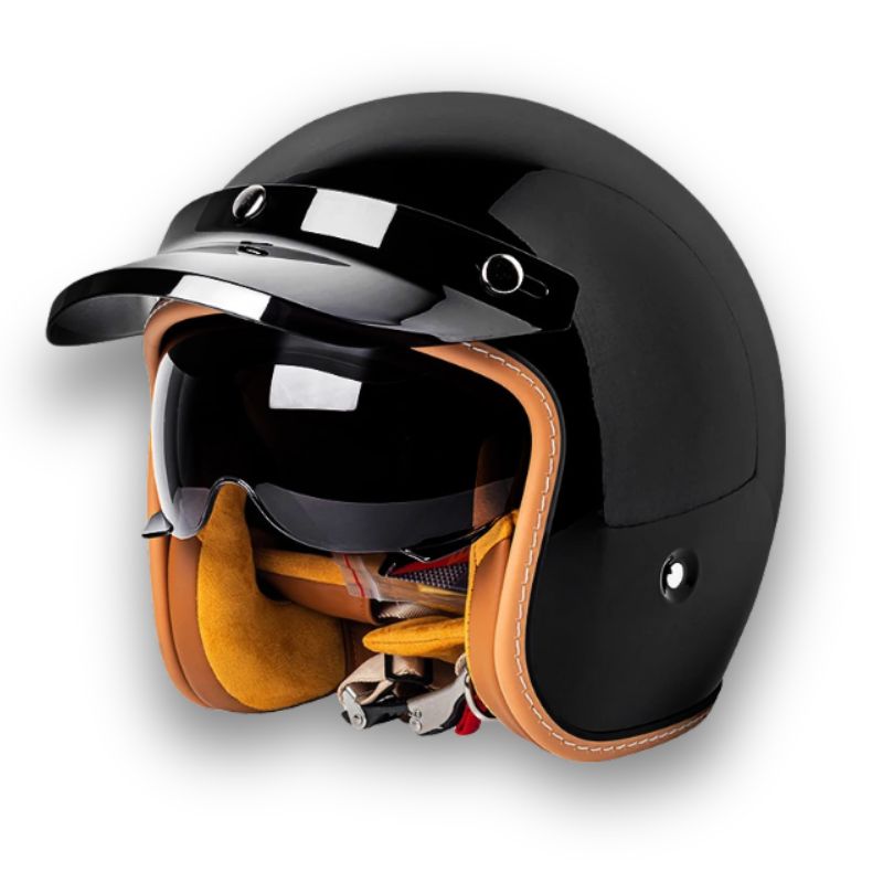 Timeless Motorcycle Helmet - bright black