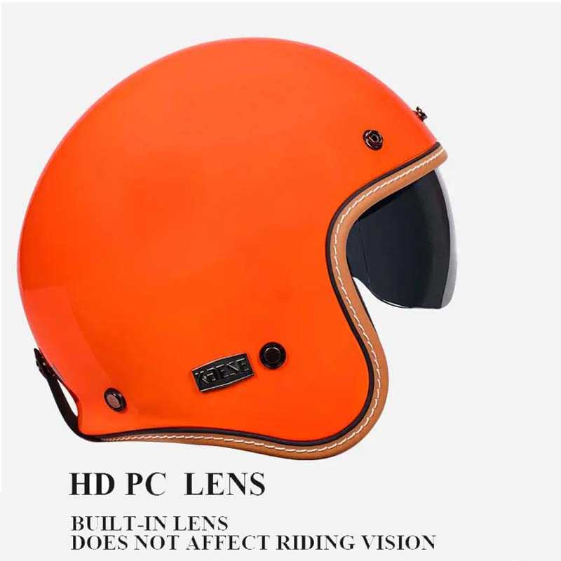 KEAZ Open Face Motorcycle Helmet with Built-in Visor - DOT and ECE