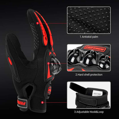 Summer Touch Screen Full Finger Motorcycle Gloves | Anti-fall & Non-slip