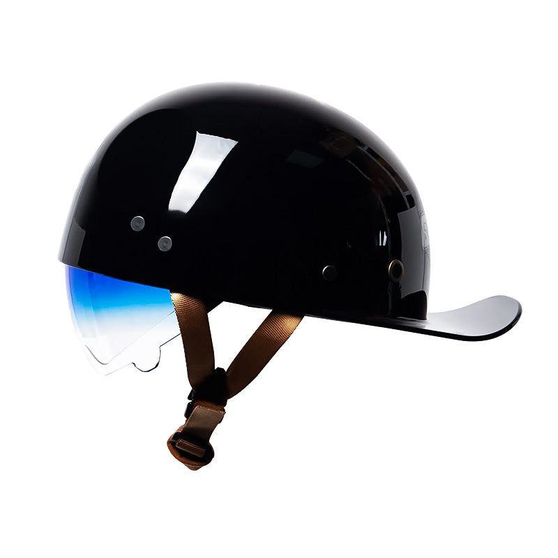 Motorcycle Baseball Helmet - DOT approved - bright black