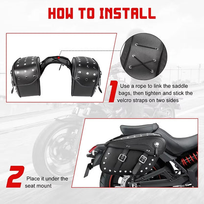 Rivet-Style 50L Motorcycle Saddlebags – Universal Tool Bag