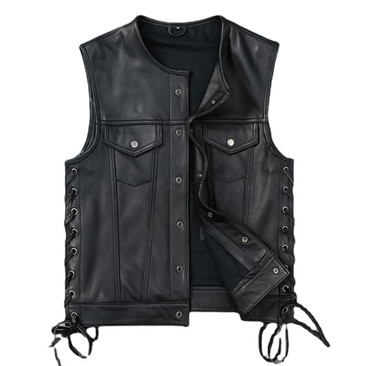 Men's Sleeveless Leather Biker Vest