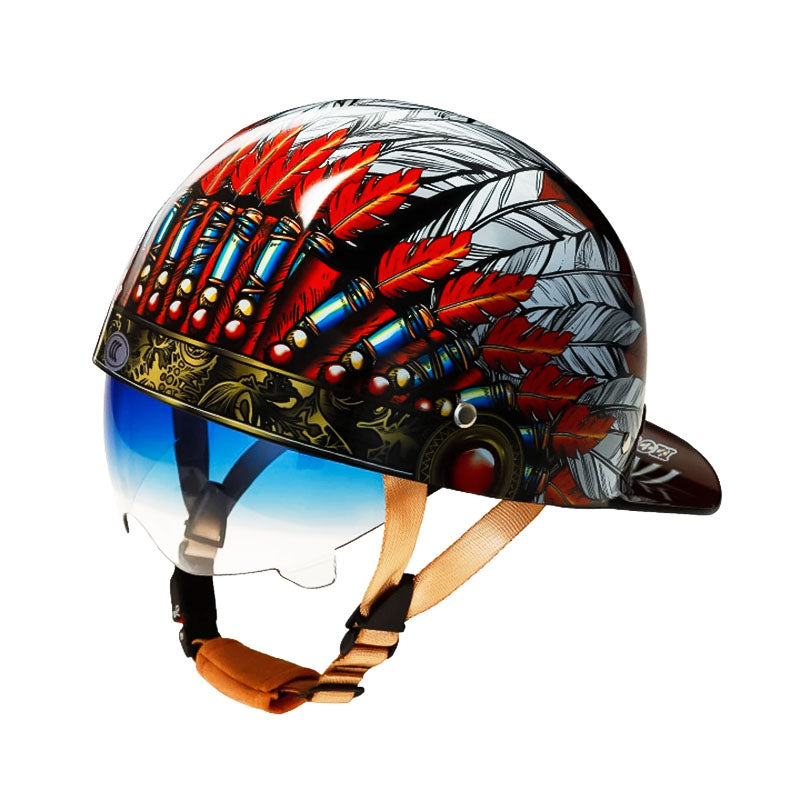 Motorcycle Baseball Helmet - DOT approved - indians leather
