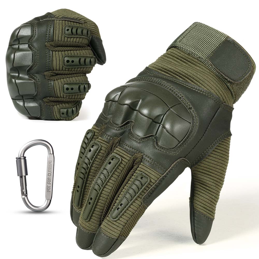 Green tactical motorcycle gloves