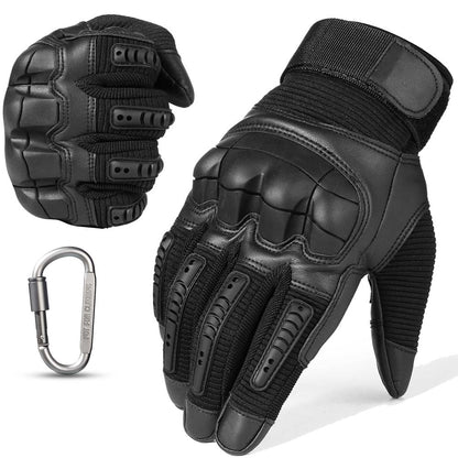 Black tactical motorcycle gloves