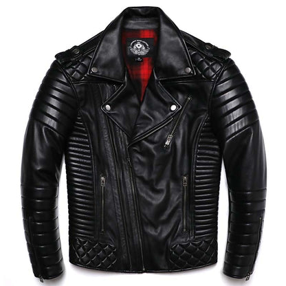 Oblique Zipper Leather Jacket